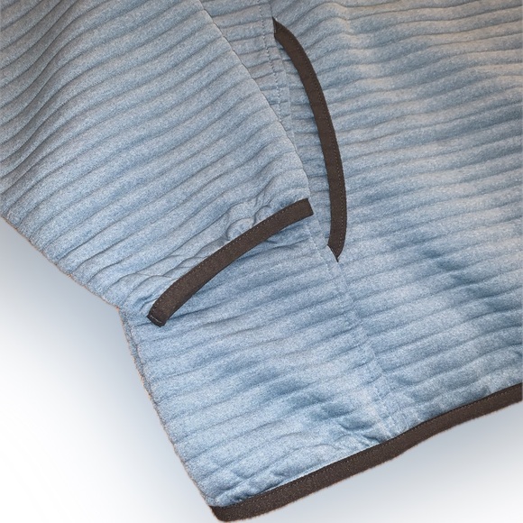 L.L. Bean Airlight Teal Blue Quarter-Snap Quilted Knit Pullover Sweater Top 3X - Picture 3 of 9